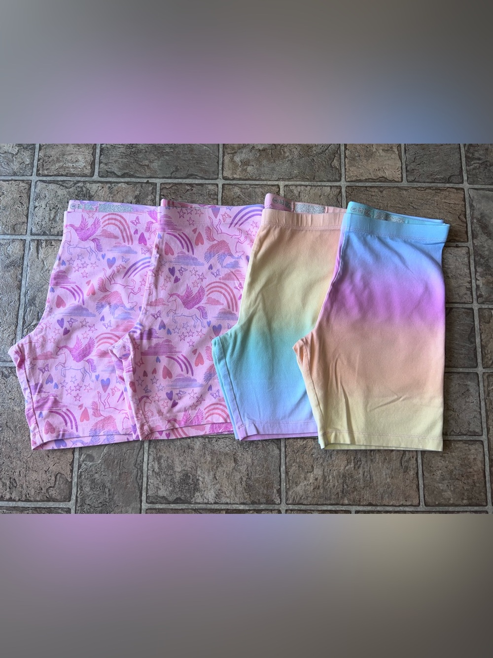 Girls sz 18 Unicorn & Rainbow Bike Shorts